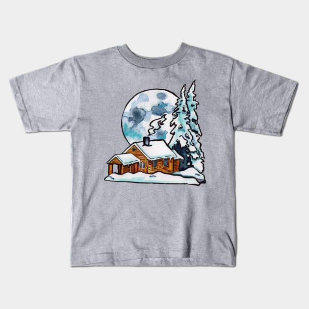 Cold Moon Kids T-Shirt by JenTheTracy